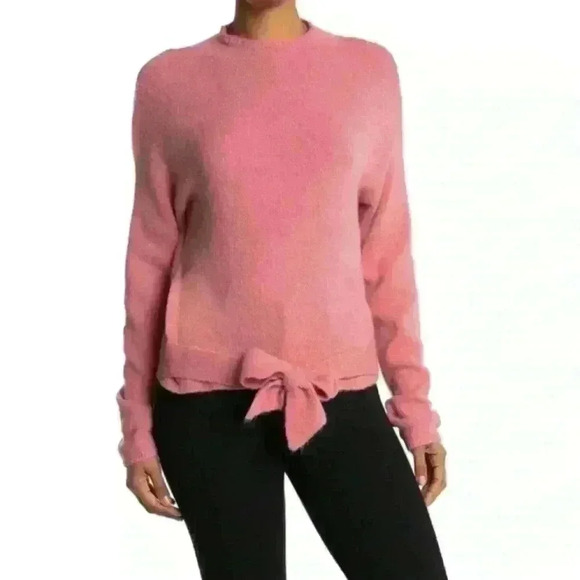 WAYF Pink Mock Neck Tie Front Pullover Sweater - Picture 1 of 5